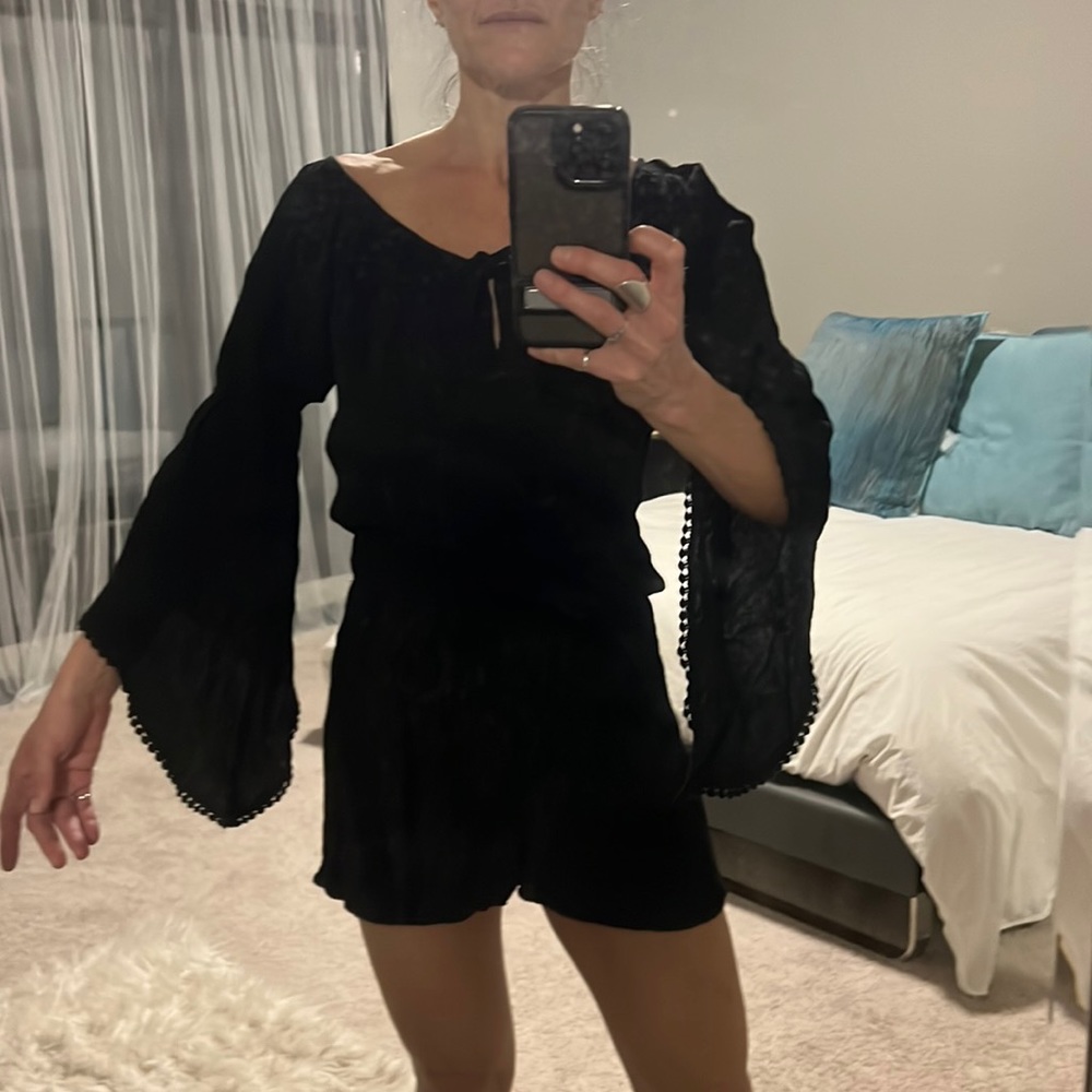 Black Long Sleeve Romper